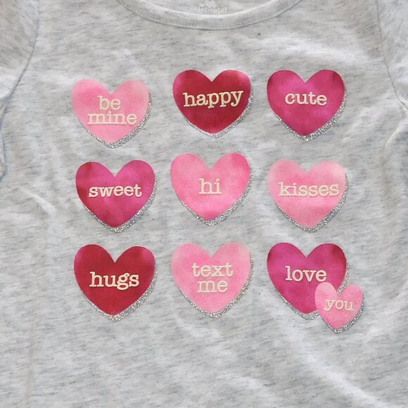 Baby Girl First Valentines Day Long Sleeve Shirt 12 Months Candy Hearts NEW - Picture 2 of 2